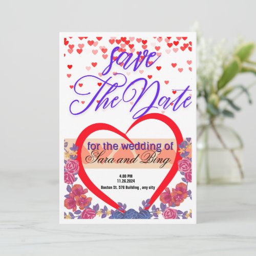 Save the Date Wedding invitation Editable