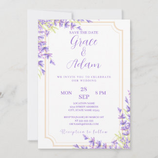Save the date wedding invitation Lavander purple
