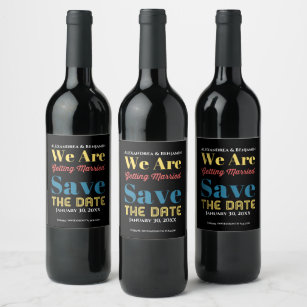 Save The Date Wedding Invitation Modern Wine Label