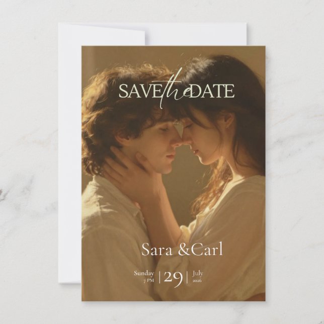 Save The Date Wedding Invitation | Romantic  (Front)