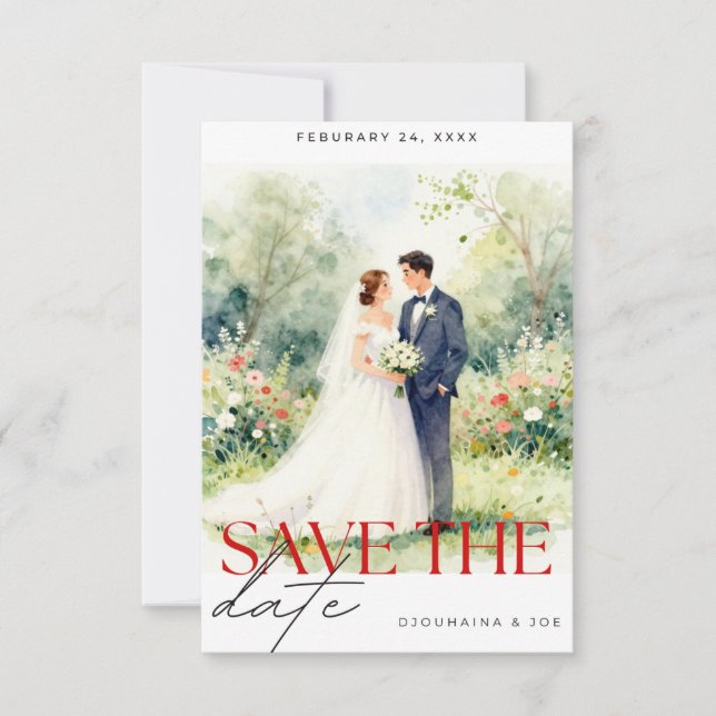 Save The Date Wedding Invitation | Romantic  (Front)