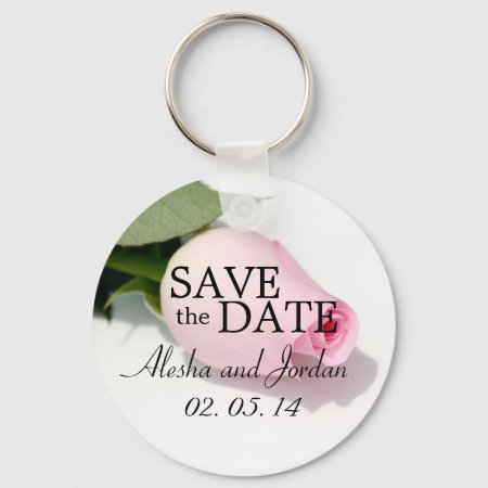 Save The Date Wedding Key Chains Pink Rose