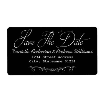 Save The Date Wedding Label Black And White by CustomizedCreationz at Zazzle