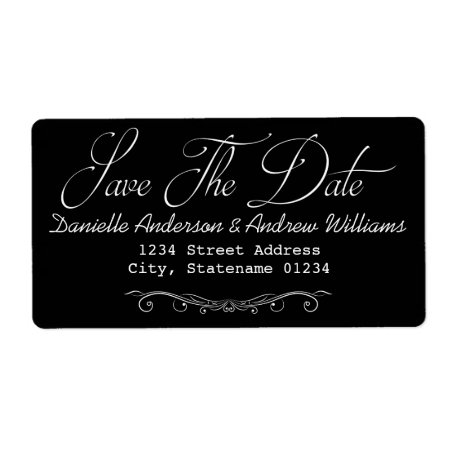 Save The Date Wedding Label Black And White
