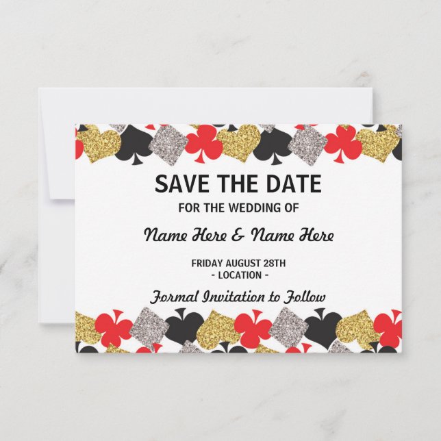 Save The Date Wedding Las Vegas Casino Card (Front)