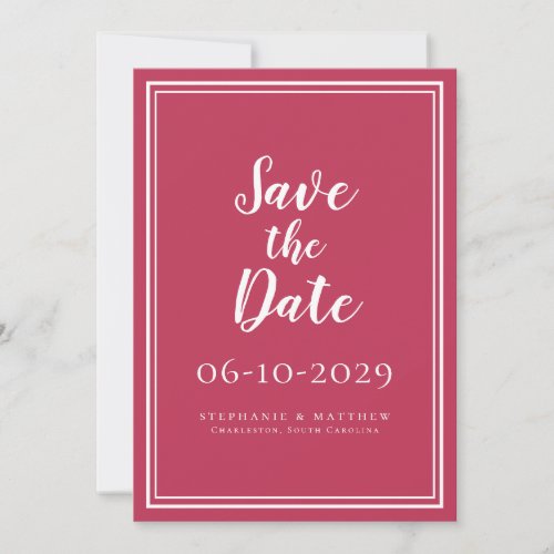 Save the Date Wedding Magenta Red Simple Modern