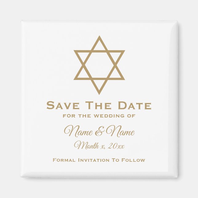 Save The Date Wedding Magnet : Star of David (Front)