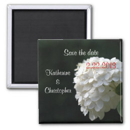 Save the Date Wedding Magnet White Lime Hydrangea
