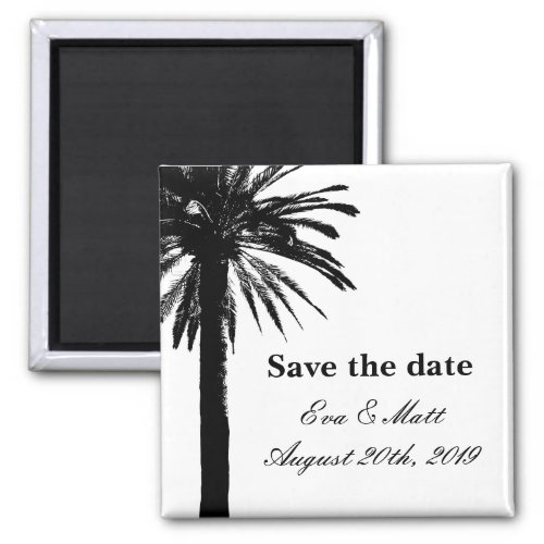 Save the date wedding magnets with palm tree image