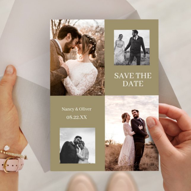 Save The Date Wedding Modern Photo Collage  Invitation (Save The Date Wedding Modern Photo Collage Invitation, Wedding Invite Template, Save the Date Card)