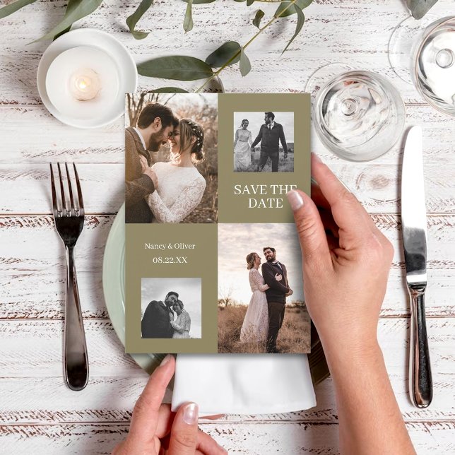 Save The Date Wedding Modern Photo Collage  Invitation (Creator Uploaded)