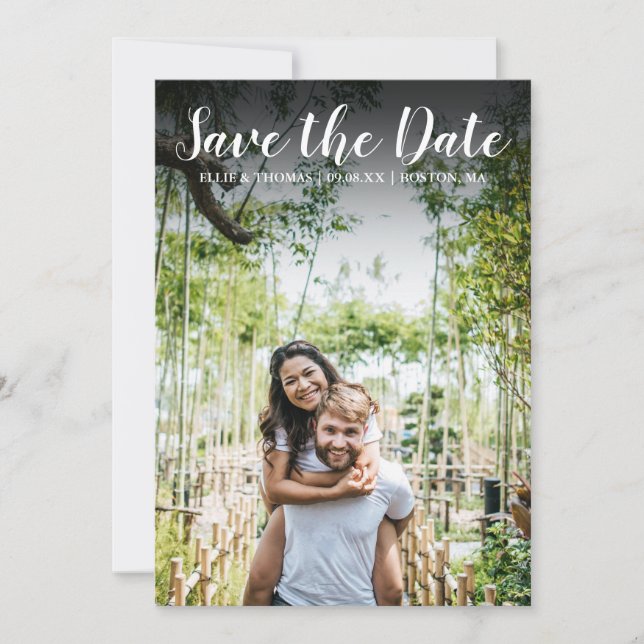 Save the Date Wedding Modern Simple Script Photo Invitation (Front)