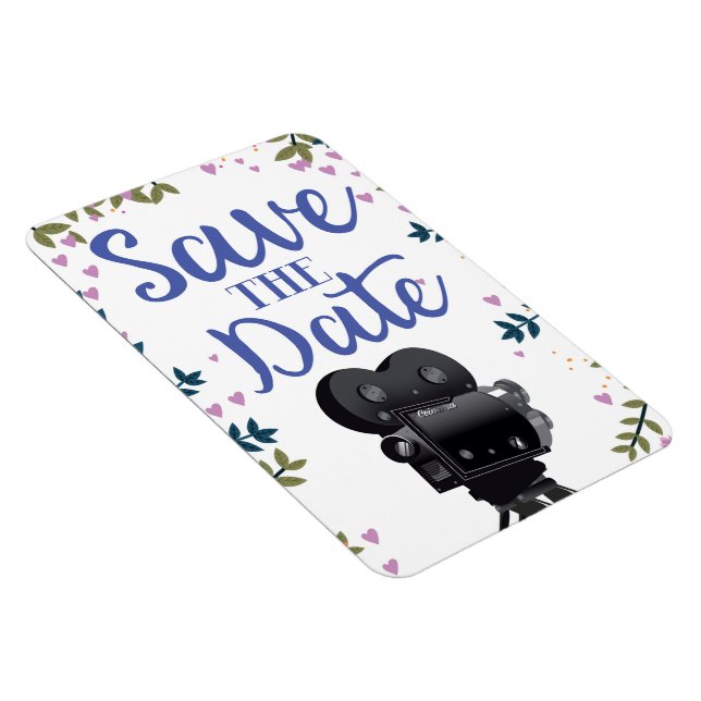 Save The Date Wedding Movie Camera Magnet (Right Side)