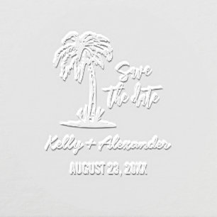 Save The Date Wedding Palm Tropical Embosser