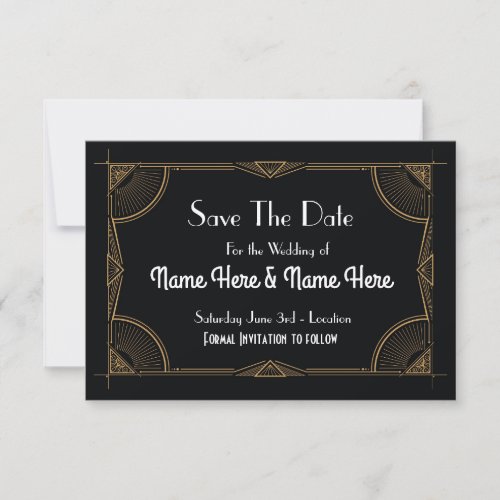 Save The Date Wedding Party Twenties Gold 1920s