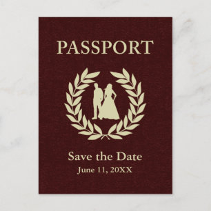 save the date wedding passport announcement postcard