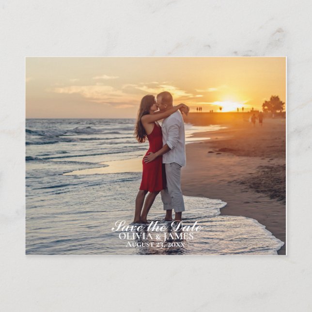 Save The Date Wedding Photo Announcement Postcard (Front)