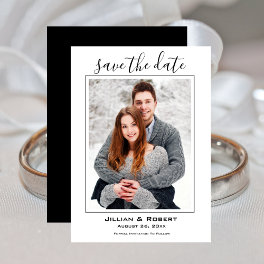 Save The Date Wedding Photo Black and White Invitation