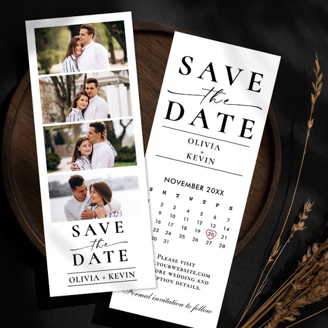 Save The Date Wedding Photo Booth with Calendar Bookmarks (Strip Photo Booth Save The Date Wedding Calendar Bookmarks, Photo Wedding Save the Dates)