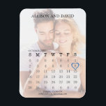 Save the Date Wedding Photo Calendar 6 Rows Blue Magnet<br><div class="desc">Mark your calendar for this modern photo picture overlay wedding save the date. featuring a modern traditional,  simple elegant design pencil us in for this save the date magnet. with,  a minimalist heart design,  perfect for engaged couples and engagement announcements a classy rustic typography script. Purple Lavendar Heart</div>