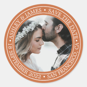 Save the Date Wedding Photo Orange Envelope Seal