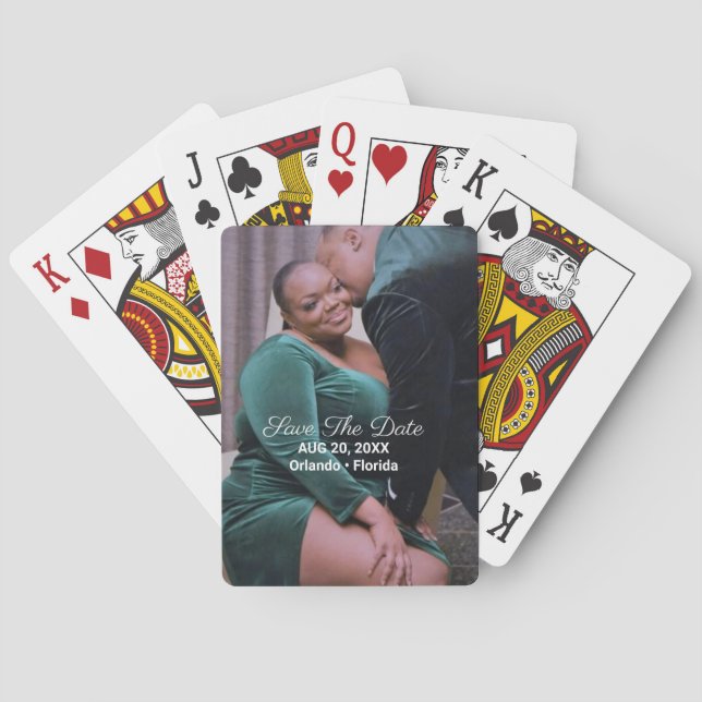 Save the Date wedding photo Playing Cards (Back)