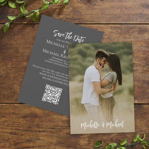 Save the Date Wedding Photo Simple Elegant QR Code