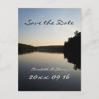 Save the Date Wedding Postcard Lake at Sunset
