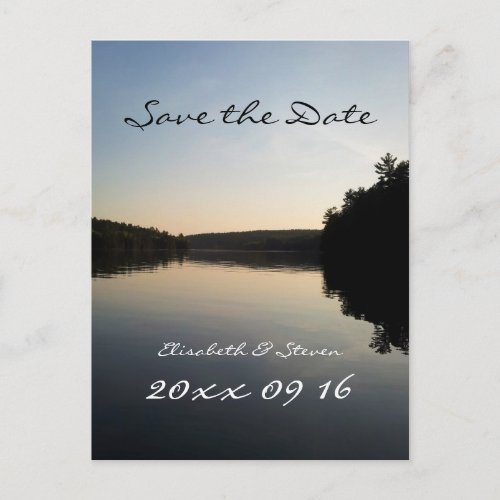 Save the Date Wedding Postcard Lake at Sunset