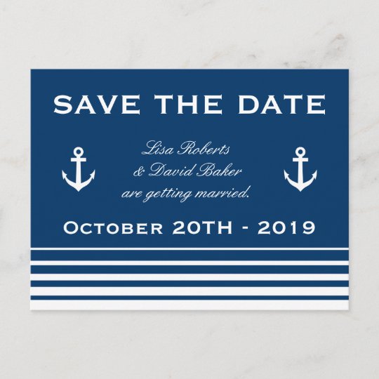 Save the date wedding postcard Nautical theme