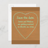 Save the date wedding postcards, Turquoise Heart Announcement Postcard (Front/Back)