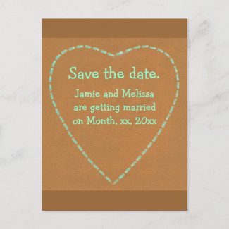 Save the date wedding postcards, Turquoise Heart