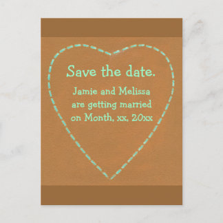 Save the date wedding postcards, Turquoise Heart Announcement Postcard
