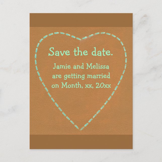 Save the date wedding postcards, Turquoise Heart Announcement Postcard (Front)