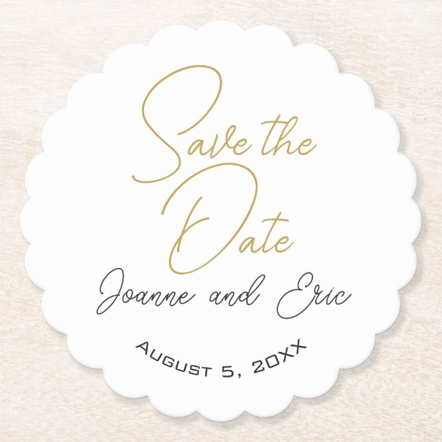 Save the date wedding pub custom coaster (Front)