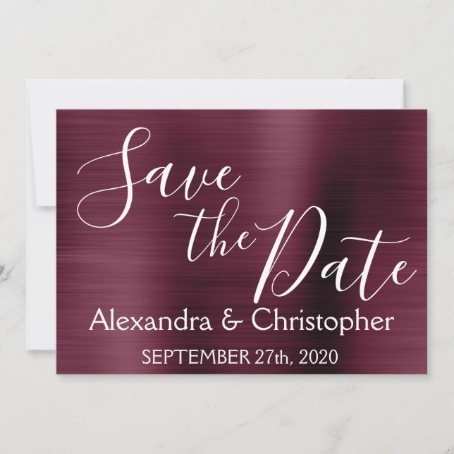 Save the Date Wedding Purple Burgundy (Front)