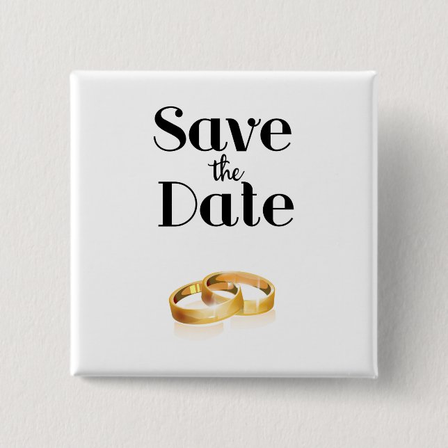 Save the Date Wedding Rings Button (Front)