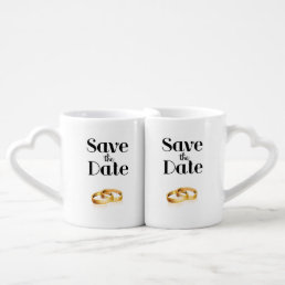 Save the Date Wedding Rings Coffee Mug Set