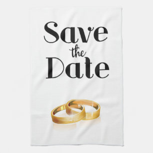 Save the Date Wedding Rings Kitchen Towel
