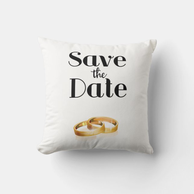 Save the Date Wedding Rings Throw Pillow (Front)