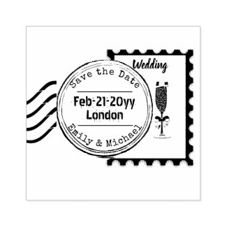 Save the Date Wedding Rubber Stamp POSTAGE style 3