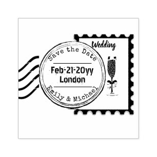 Save the Date Wedding Rubber Stamp POSTAGE style 3