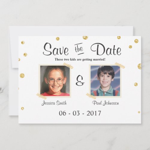 Save the date Wedding Rustic Chalkboard Gold Black Invitation