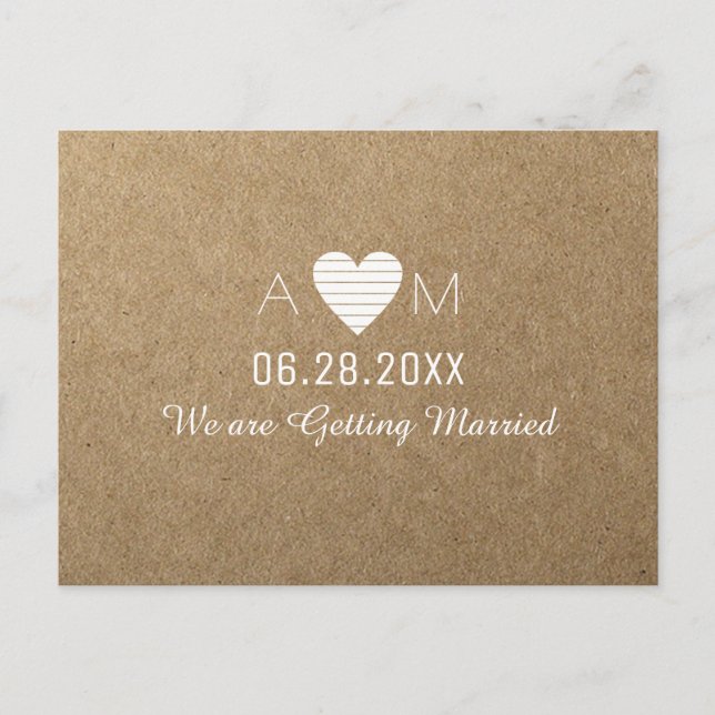 save-the-date wedding rustic . getting married announcement postcard (Front)