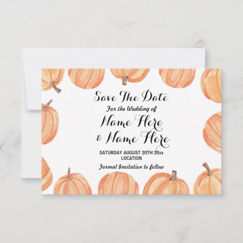 Save The Date Wedding Rustic Pumpkin Watercolor