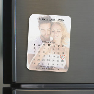  Save The Date Wedding Simple 5 Row Calendar Photo Magnet