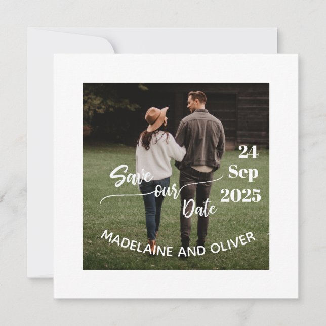 Save the Date Wedding Simple Photo Modern Invitation (Front)