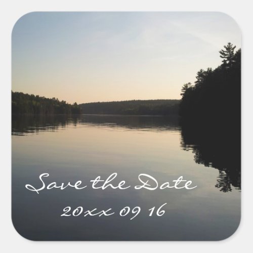 Save the Date Wedding Sticker Lake at Sunset