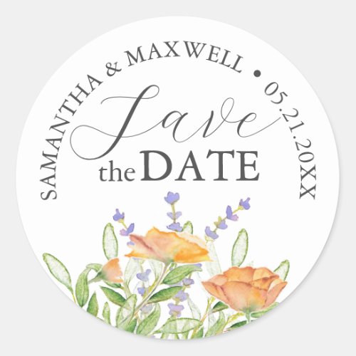 Save The Date Wedding Stickers Wildflowers