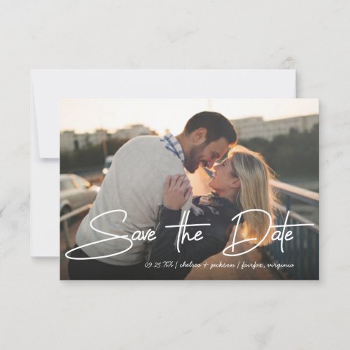 Save the Date Wedding Stylish Pen Stroke Script Invitation